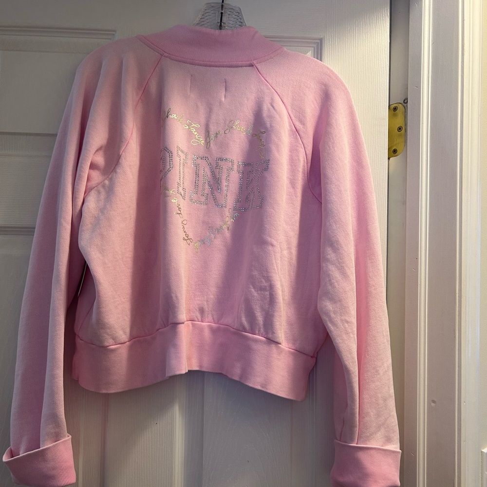 VS PINK X LOVESHACKFANCY Pink Lollipop LG FULL-ZIP SWEATSHIRT LIMITED ED nwt - Picture 5 of 5